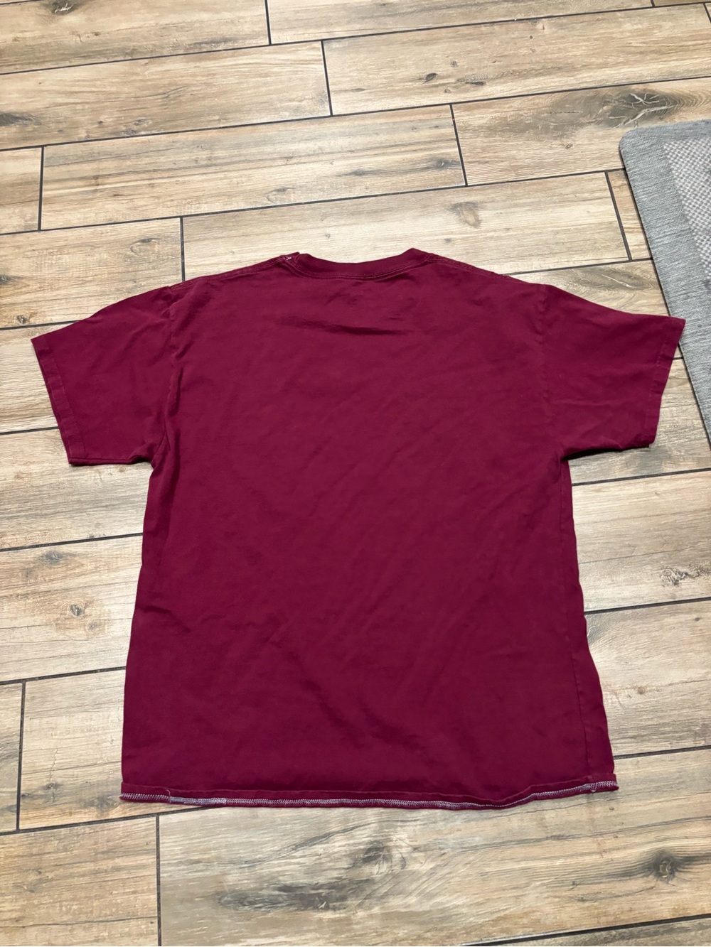 Champion Mens Large Blank Maroon Red Short Sleeve Heavyweight T Shirt - Picture 2 of 5